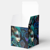 Madame Masquerade Blauwgroen Cube Bedankdoosjes (Geopend)
