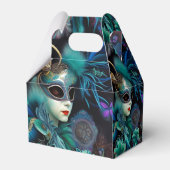 Madame Masquerade Blauwgroen Gable Bedankdoosjes (Achterkant)