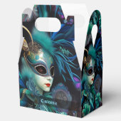 Madame Masquerade Blauwgroen Gable Bedankdoosjes (Geopend)