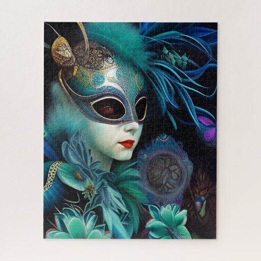 Madame Masquerade Blauwgroen Legpuzzel (Verticaal)