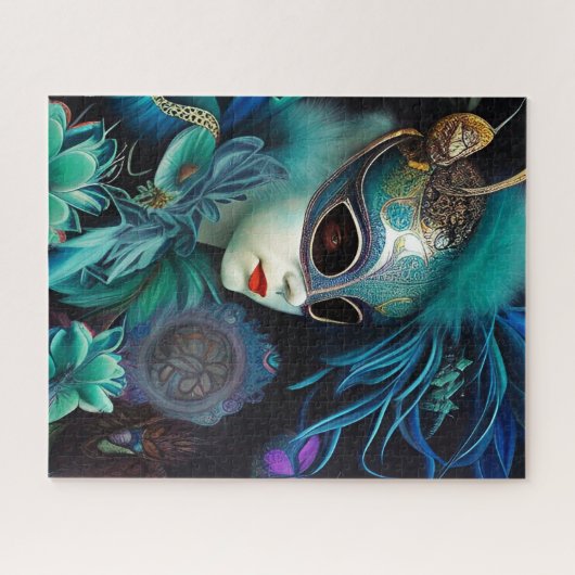 Madame Masquerade Blauwgroen Legpuzzel (Horizontaal)