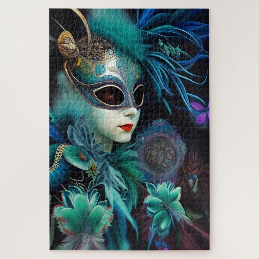 Madame Masquerade Blauwgroen Legpuzzel (Verticaal)