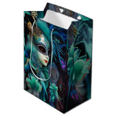 Madame Masquerade Blauwgroen Medium Cadeauzakje (Voorkant Gekanteld)