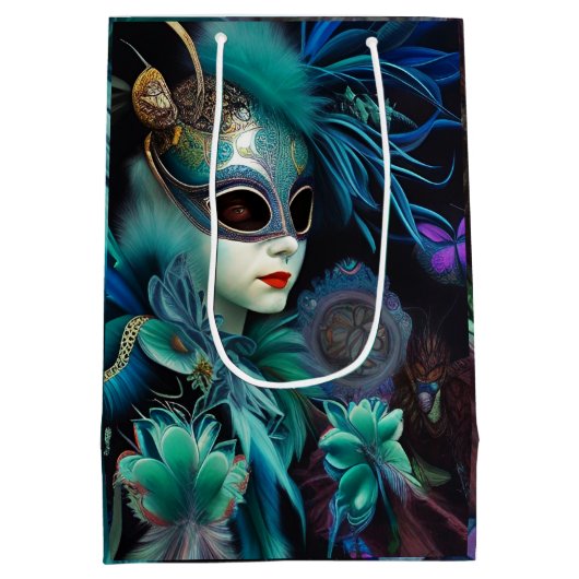 Madame Masquerade Blauwgroen Medium Cadeauzakje (Achterkant)