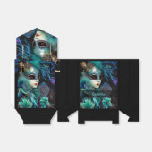 Madame Masquerade Blauwgroen Tent Bedankdoosjes (Uitgevouwen)