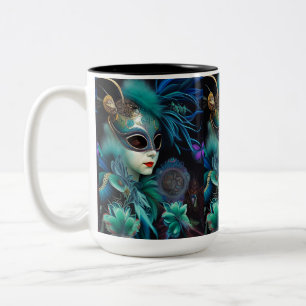 Madame Masquerade Blauwgroen Tweekleurige Koffiemok