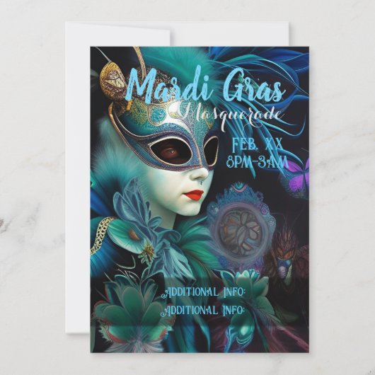 Madame Masquerade Teal  Kaart (Voorkant)
