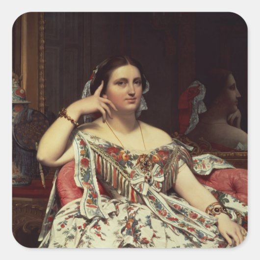 Madame Moitessier, 1856 Vierkante Sticker (Voorkant)