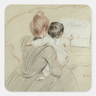 Madame Paul Helleu en haar dochter Paulette Vierkante Sticker