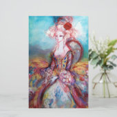 MADAME POMPADOUR Beauty Mode Roze blauw Briefpapier (Staand voorkant)