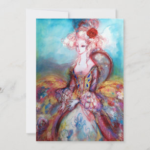 MADAME POMPADOUR , Chique Gouden Verkleedfeest Kaart