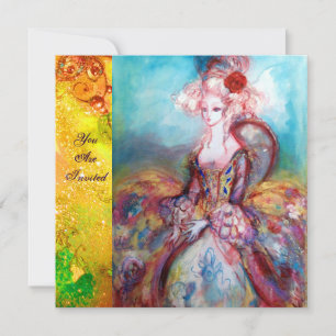 MADAME POMPADOUR , Chique Gouden Verkleedfeest Kaart