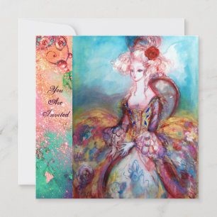 MADAME POMPADOUR , Chique Gouden Verkleedfeest Kaart