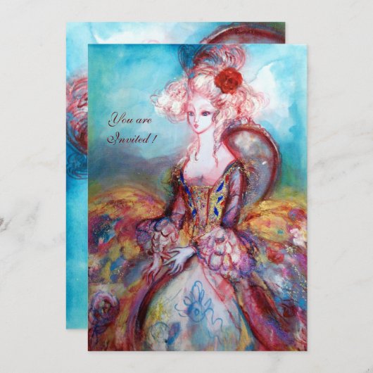 MADAME POMPADOUR, Classy Gold Costume Party Kaart (Voorkant / Achterkant)