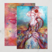 MADAME POMPADOUR, Classy Gold Costume Party Kaart (Voorkant / Achterkant)