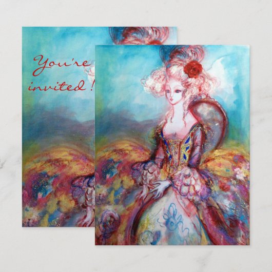 MADAME POMPADOUR, Classy Gold Costume Party Kaart (Voorkant / Achterkant)