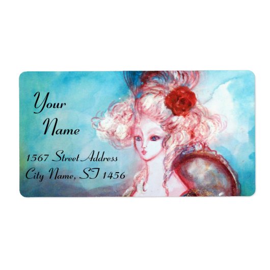 MADAME POMPADOUR, lichtroze blauw Etiket (Voorkant)