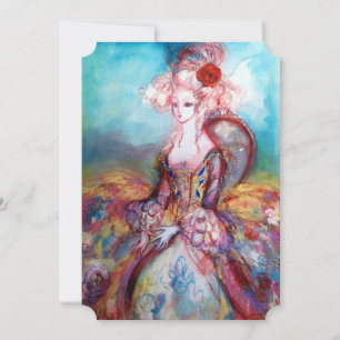 MADAME POMPADOUR Pink Gold Sparkles Costume Party Kaart