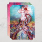 MADAME POMPADOUR Roze Gouden Glitters Feestkleding Kaart (Voorkant / Achterkant)