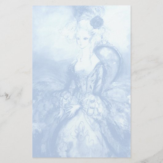 MADAME POMPADOUR, zacht blauw wit papier (Achterkant)