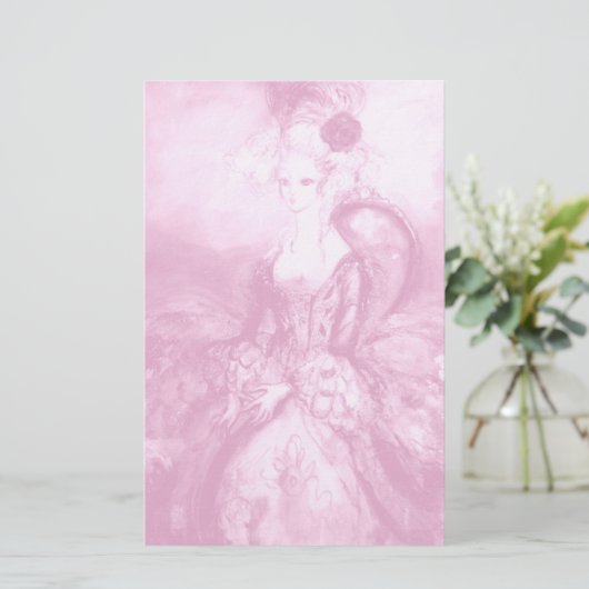 MADAME POMPADOUR, zacht roze wit Briefpapier (Staand voorkant)