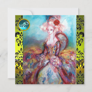 MADAME POMPADOUR, ZWARTE DAMASKMONOGRAM KAART