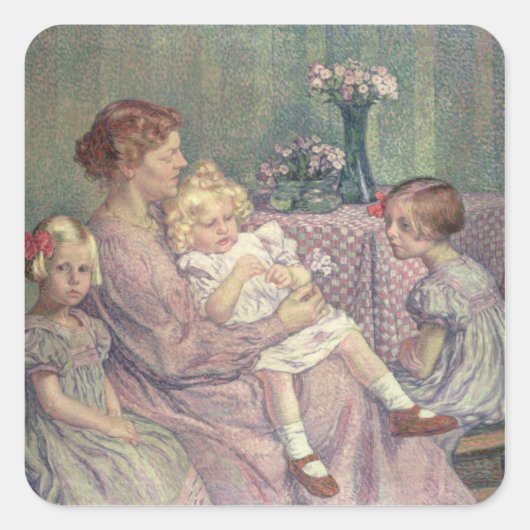 Madame van de Velde en haar kinderen, 1903 Vierkante Sticker (Voorkant)
