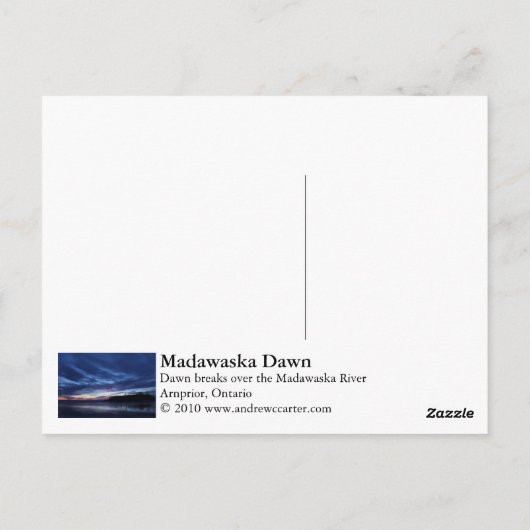 Madawaska Dawn Briefkaart (Achterkant)