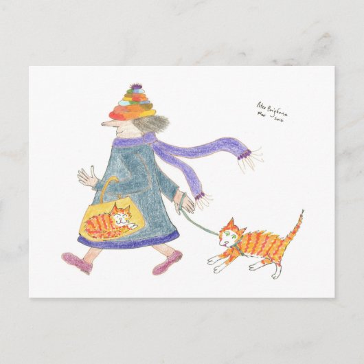 MadCatWoman Goes Shopping Briefkaart (Voorkant)