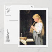 Mädchen die Haare flechtend Girl Braiding her Hair Briefkaart (Voorkant / Achterkant)