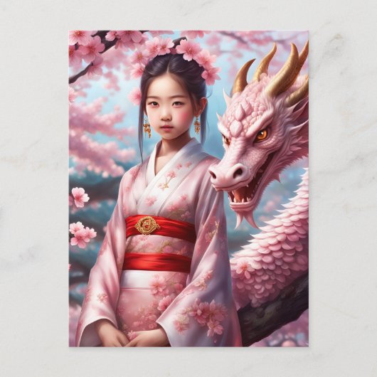 Mädchen zwischen Kirschblüten 1 Briefkaart (Voorkant)