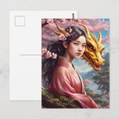 Mädchen zwischen Kirschblüten  Briefkaart (Voorkant / Achterkant)