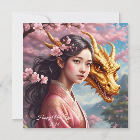 Mädchen zwischen Kirschblüten  Feestdagenkaart (Voorkant)