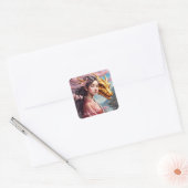 Mädchen zwischen Kirschblüten  Vierkante Sticker (Envelop)