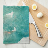 Maddie green and blue impression dish towel theedoek (Quarter Fold)