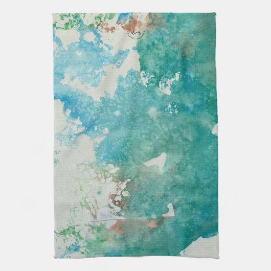 Maddie green and blue impression dish towel theedoek (Verticaal)