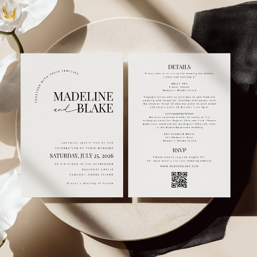 MADDIE Modern Wedding Invite RSVP + Details Kaart