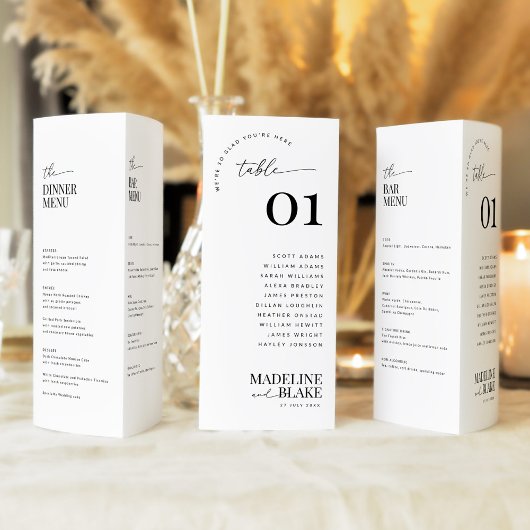 MADDIE Trifold Table Numbers with Seating and Menu
