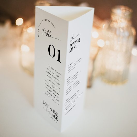 MADDIE Trifold Table Numbers with Seating and Menu