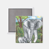 Maddie's olifanten - 2 inch vierkante magneet (Voorkant / Achterkant)