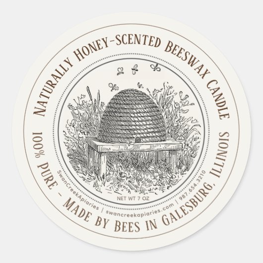 Made by Bees State Name Beeswax Candle Skep Bees S Ronde Sticker (Voorkant)