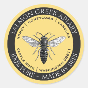 Made by bijen Queen Bee Honey Apiary Products Logo Ronde Sticker