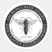 Made by bijen Queen Bee Raw Honey Label (Voorkant)