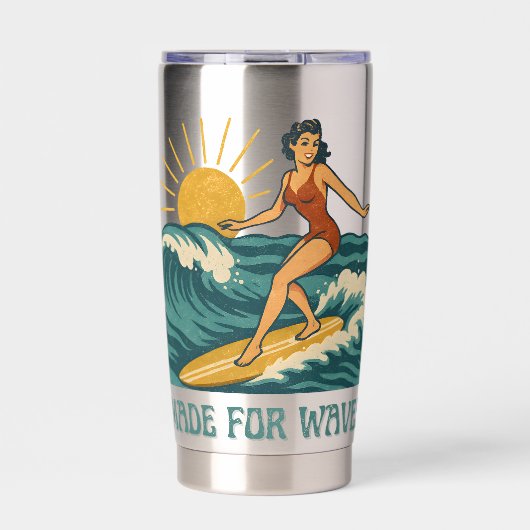 Made For Waves Surfer - Retro Surfing Pin-Up Art Geïsoleerde Drinkbeker (Voorkant)