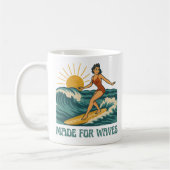 Made For Waves Surfer - Retro Surfing Pin-Up Art Koffiemok (Links)