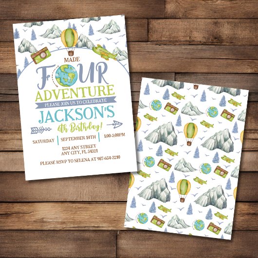 Made Four Adventure 4e Verjaardagsuitnodiging Kaart