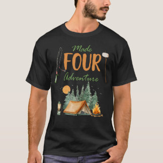 Made Four Adventure 4Th Birthday Camping Outdoor T T-shirt