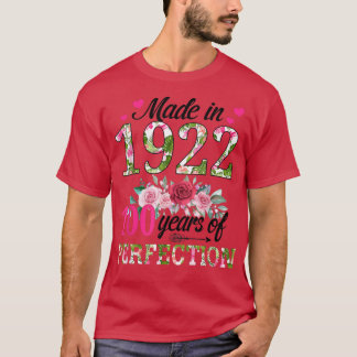 Made in 1922 Floral 100 jaar oud 100 jaar oud Gi T-shirt
