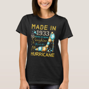 Made in 1933 Floral 90 jaar oud 90th Birthday Wom T-shirt