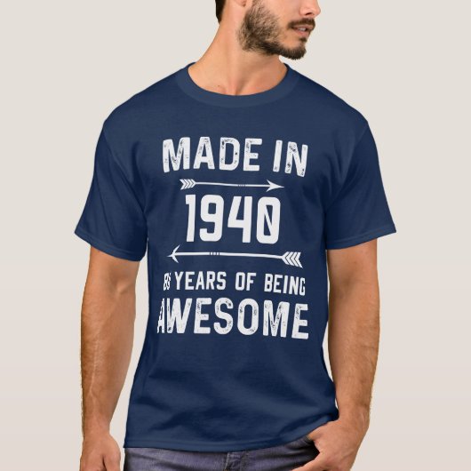 Made in 1940 80 jaar Geweldige Mannen Vrouwen T-shirt (Voorkant)